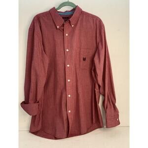 Chaps Shirt 2XL Red and White Check Pocket Button Down Long Sleeve Mens Crest